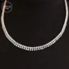 Aazuo 18K Pure White Gold Real Diamond 10ct H SI Luxury Full Diamonds Necklace Gifted For Women Wedding Party Senior Banquet